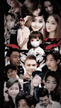 a collage of people including a girl wearing a face mask