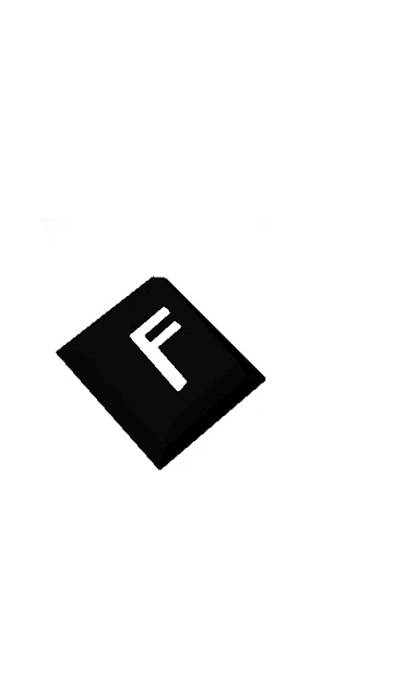 a black keyboard key with the letter f on it