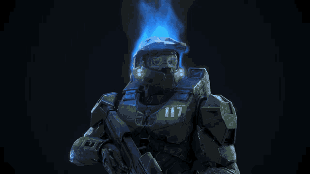 a soldier with the number 117 on his chest
