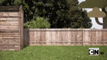 a cartoon of a wooden fence with the word cn on the bottom