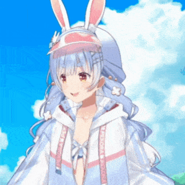 a girl with bunny ears is wearing a jacket that says abercrombie & fitch on the sleeves