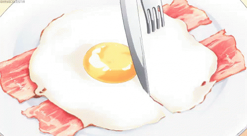 ベーコン ベーコンエッグ　朝ご飯 GIF - Yolk Runny Egg Bacon And Eggs GIFs