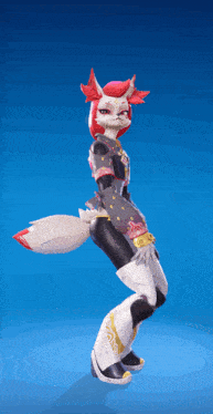 a cartoon character with red hair and white fur