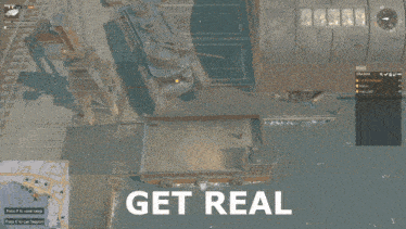 a screenshot of a video game with the words get real at the top