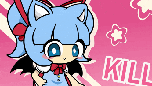 a cartoon drawing of a girl with the word kill written below her