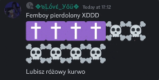 a screenshot of a discord chat with skulls and crosses on it