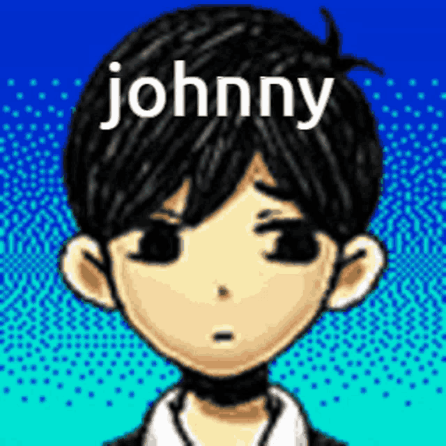 a cartoon of a boy with the name johnny on his face