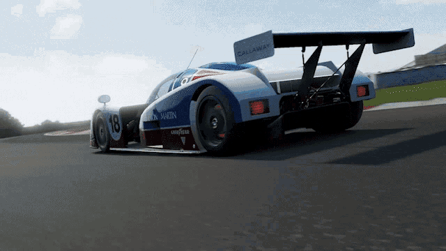 a racing car with the number 18 on it