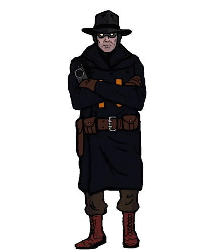 a drawing of a man with his arms crossed