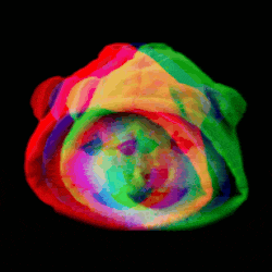 a colorful painting of a face with a black background