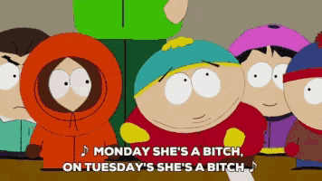 a group of south park characters standing next to each other