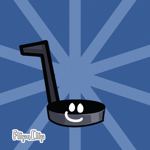 a cartoon drawing of a music note with a smiling face and the words flipa clip on the bottom
