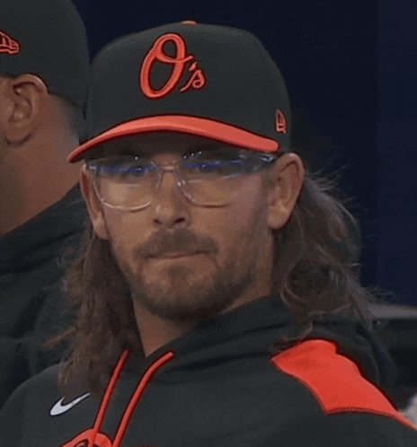 a man wearing glasses and a hat that says o 's on it