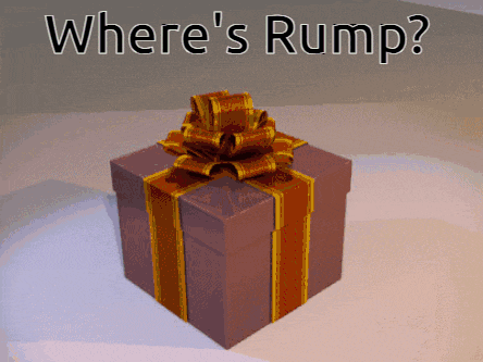 a gift box with a bow and the words where 's rump above it