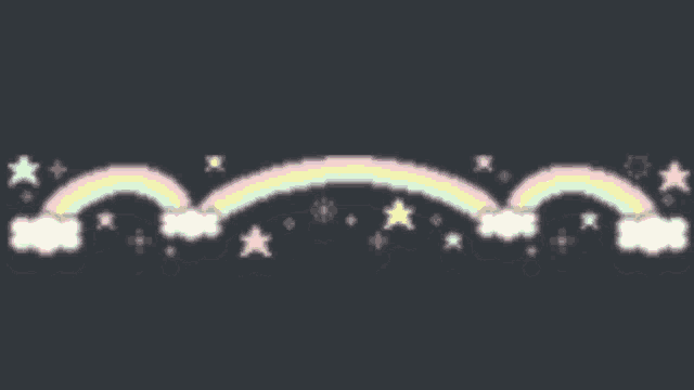 a rainbow and stars are on a black background