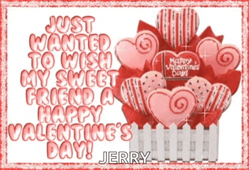 a happy valentine 's day greeting card with jerry 's name