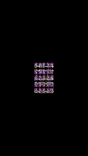 a kaleidoscope of purple and white numbers on a black background