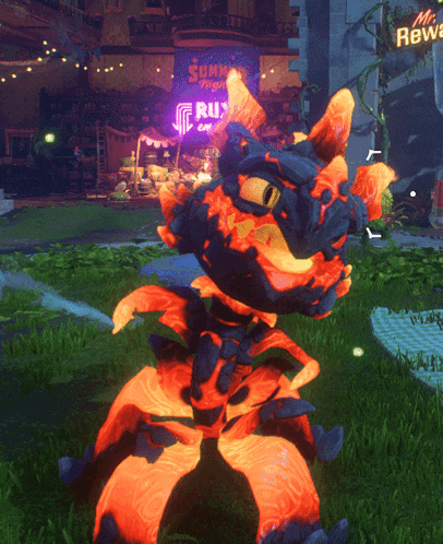 a video game scene with a sign that says summer nights