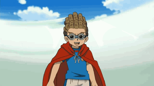 a cartoon character wearing a red cape and glasses