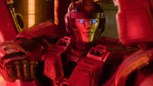 a robot with a red light behind it that says ' i 'm a robot ' on it