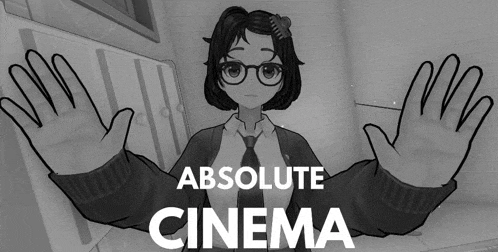 a poster for absolute cinema shows a girl with glasses
