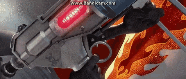 a gun with a red label that says ' jesus '