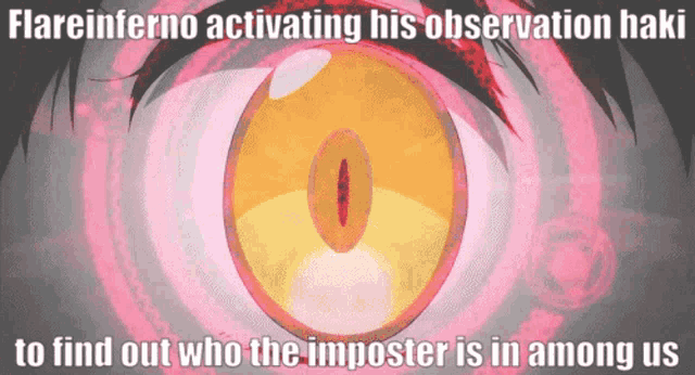 flareinferno is activating his observation haki to find out who the impostor is in among us
