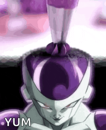 a purple ice cream cone is being poured on a purple ice cream cone .