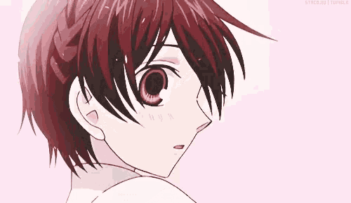 a close up of a girl 's face with a pink background and a tumblr logo