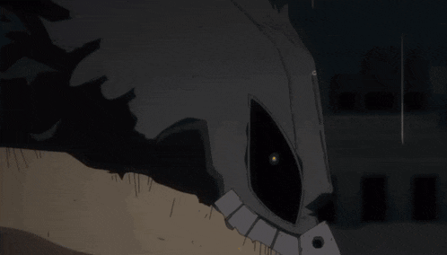 a close up of a cartoon character 's face with a yellow light coming out of it