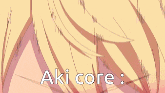 a pixel art of a boy with the words aki core written on the bottom