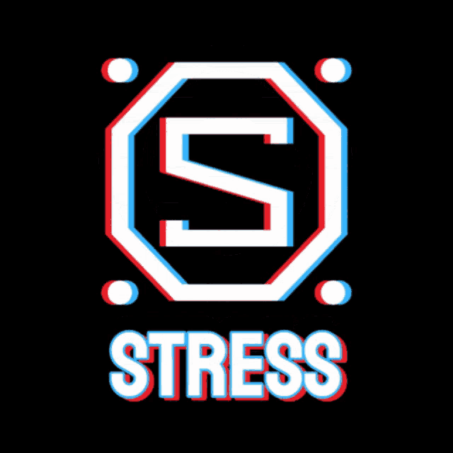 a black background with a white s and the word stress
