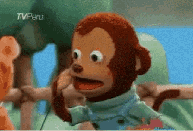 a monkey with a surprised look on his face is on a tv screen