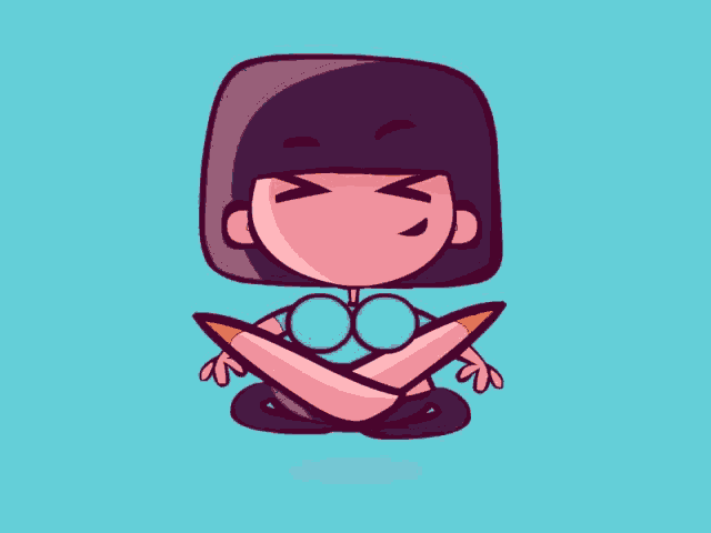 a cartoon drawing of a girl sitting in a lotus position