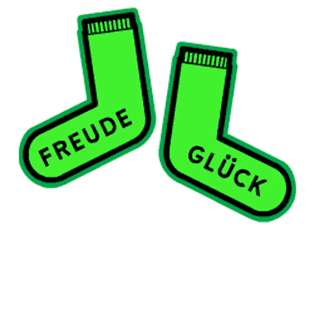 a pair of green socks that say freude glück