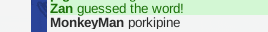 a blurred image of a text that says zan guessed the word monkeyman pork pine