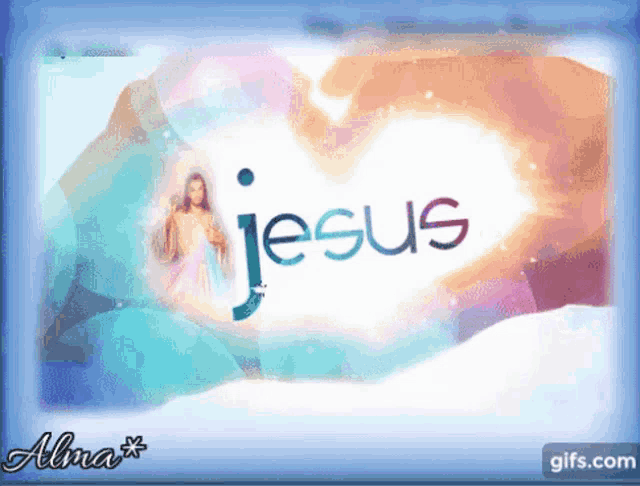 a picture of jesus and the word jesus on it