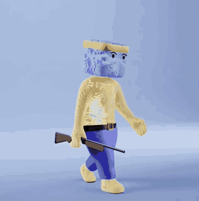 a cartoon character wearing a mask and holding a shotgun