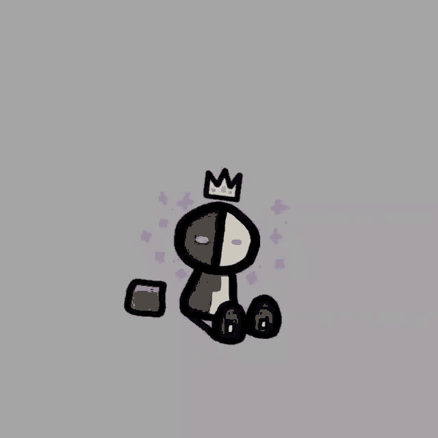 a black and white drawing of a person with a crown
