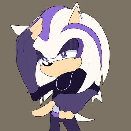 a drawing of a purple and white hedgehog with a sweater on