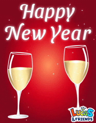 a lucas & friends greeting card with two glasses of wine