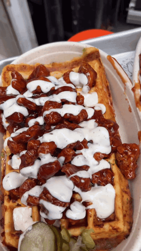 Bbq Chicken And Waffles Food GIF