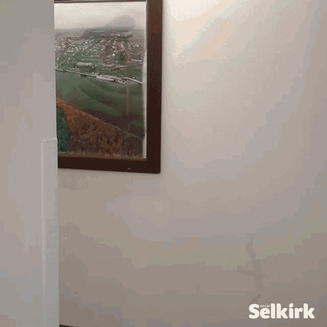 a picture of a fish behind a door with the words selkirk on the bottom