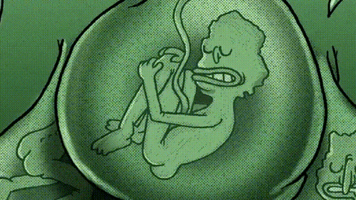 a cartoon drawing of a baby in the womb of a woman