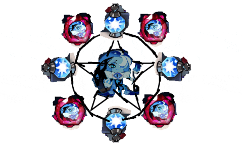 a drawing of a person in a pentagram surrounded by red and blue circles