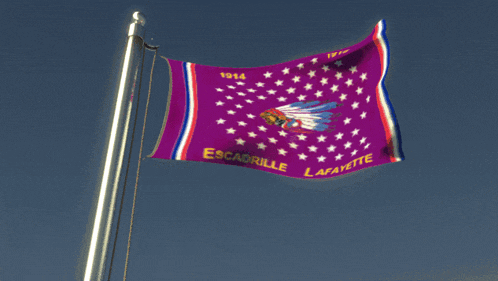 a purple flag with the word lafayette on the bottom