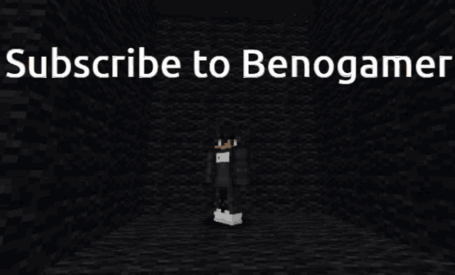 a sign that says subscribe to benogamer with a minecraft character in the background