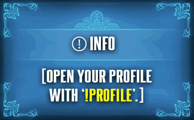 a blue sign that says " open your profile with ' profile ' "