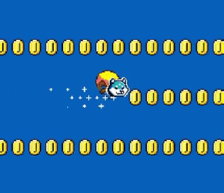 a pixel art of a hamster flying through the air