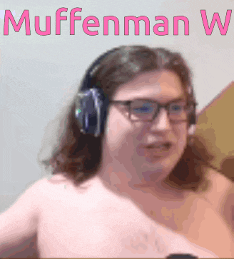 a shirtless man wearing headphones and glasses with the words muffenman w written above him